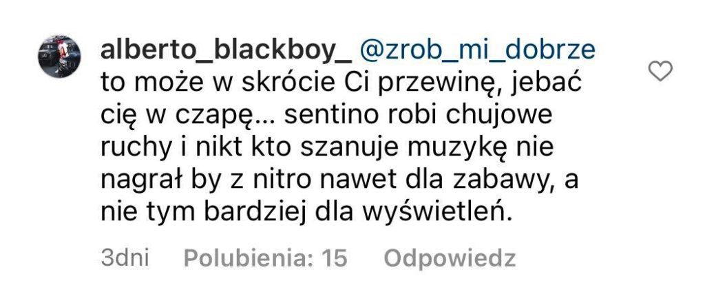 Alberto wdał się w kłótnię z fanami o Sentino — ''nigdy nic nie zrobił dla rap gry''
