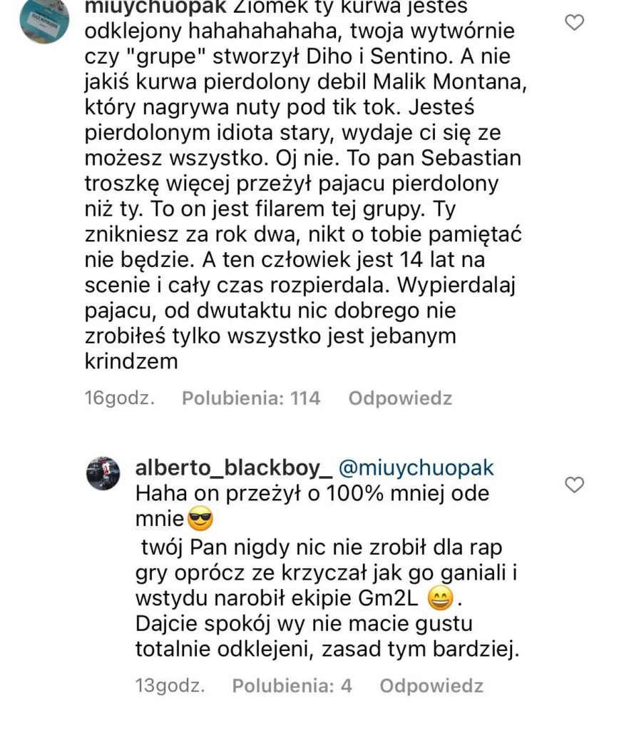 Alberto wdał się w kłótnię z fanami o Sentino — ''nigdy nic nie zrobił dla rap gry''