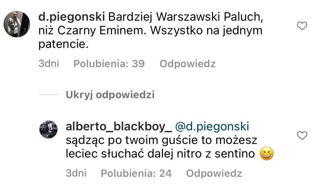 Alberto wdał się w kłótnię z fanami o Sentino — ''nigdy nic nie zrobił dla rap gry''