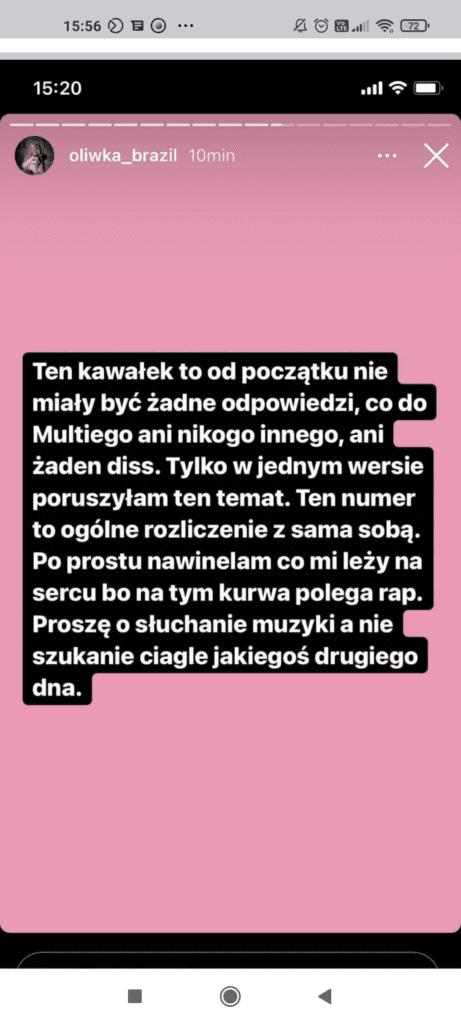 Oliwka Brazil tłumaczy wersy wymierzone w Okiego i swoją krytykę sexworkingu.