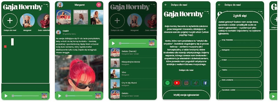 W aplikacji jej wytwórni - Gaja Hornby Records - pojawiła się nowa sekcja, w której zamieszczane będą ekskluzywne materiały.
