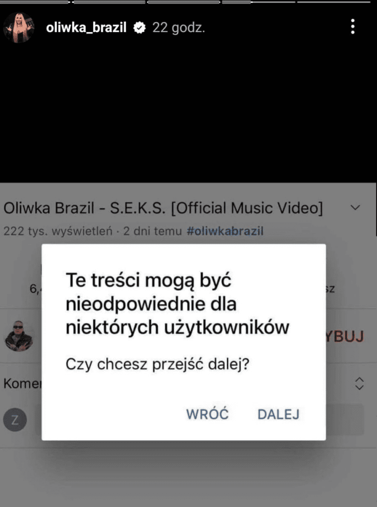 YouTube nakłada blokadę na Oliwkę Brazil